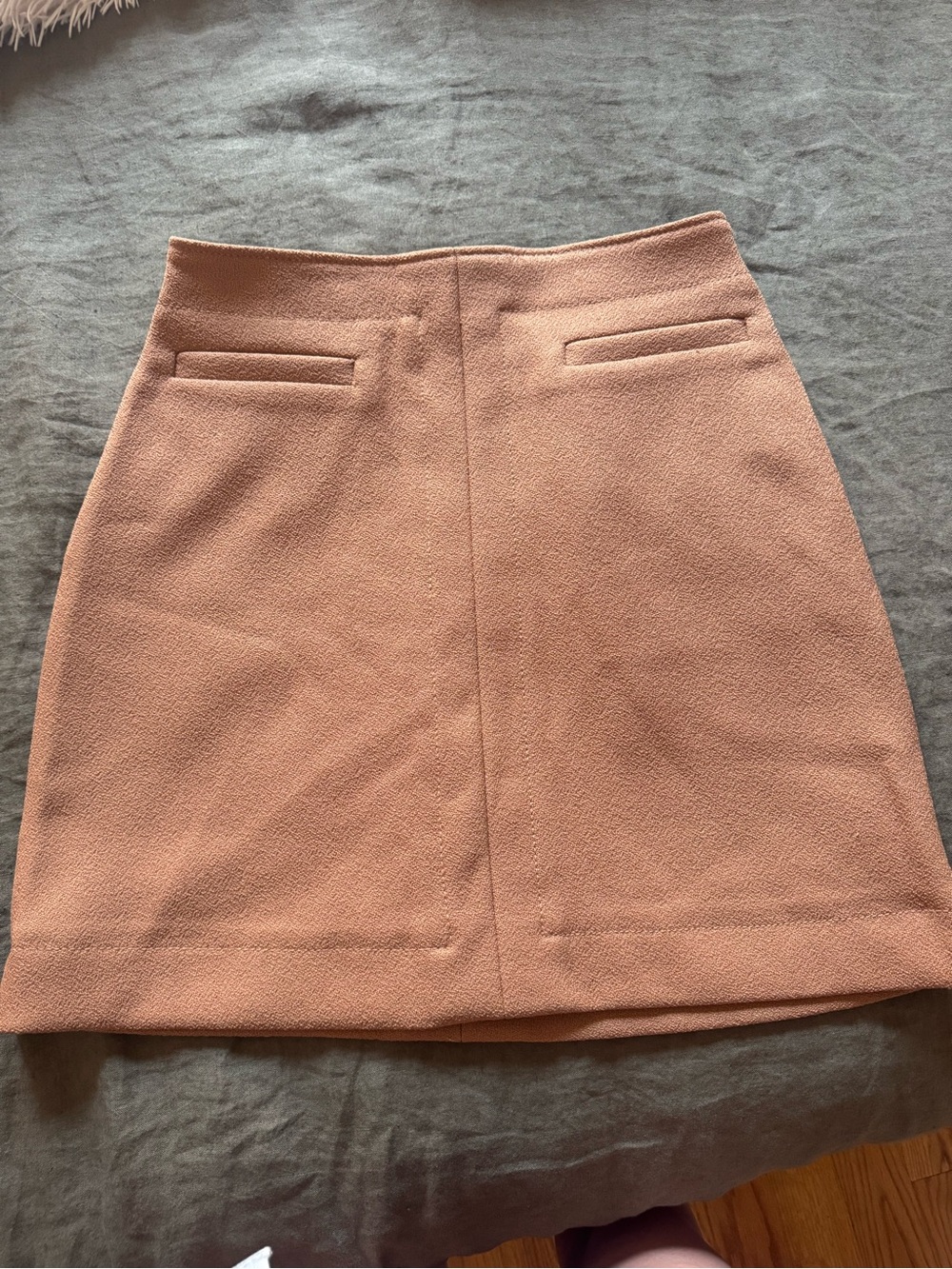 High-Waist Camel Wool Blend Mini Skirt
